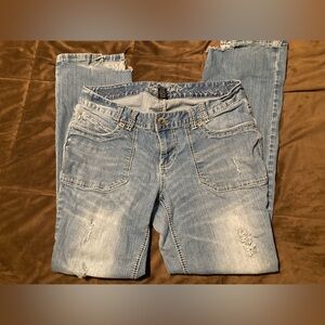 Ariya brand, size 14, Classic Blue Distressed Women Jeans